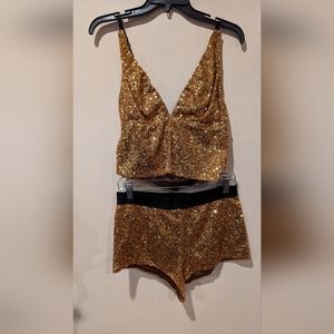 Nomad 7 Gold Sequin Tanktop and Shorts set